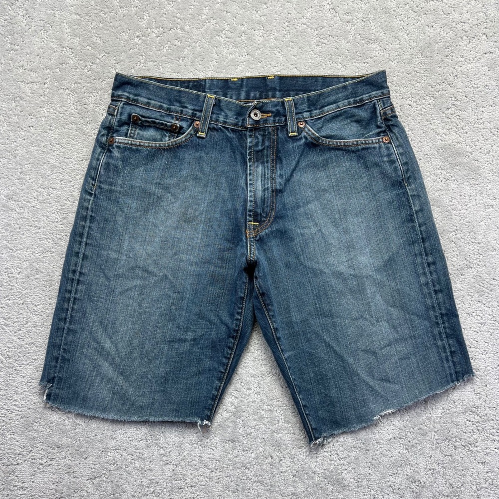 VINTAGE Lucky Brand Denim Shorts Size 30 Blue Fender Jean Cut Off Jorts USA Y2k